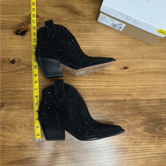 Jessica Simpson Rhinestone Glitter Cowboy Boots Black 8.5 - Picture 3 of 7